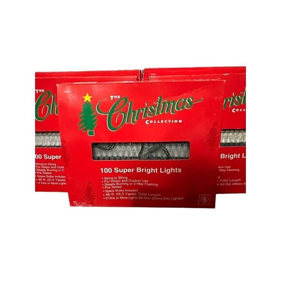 5 Boxes Of 1996 The Christmas Collection 100 Super Bright Lights Indoor 48ft NIB - Picture 3 of 7
